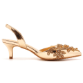 Miniatyrbild 4 av 11: Damklackar med Slingback, Låg Häl och Spetsig Tå Gold 42