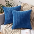 2 st Corduroy Kuddfodral, Solid & Randig Kuddeöverdrag (45*45cm) Blue