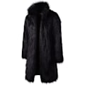 Miniatyrbillede 2 af 5: Mænds Luksuriøs Lang Kunstig Pels Frakke Vinter Fuzzy Fluffy Parka Overfrakke Black L