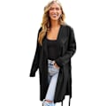 Miniatyrbillede 3 af 5: Dame Lang Uldbluser Cardigan Let Casual Frakke Black M