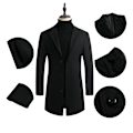 Miniatyrbild 3 av 9: Herrar Trenchcoat i Ullblandning, Slim Fit, Överrock Blue XL