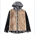 Miniatyrbillede 9 af 10: Mænds Flanneljakke Løstsiddende Plaid Sherpaforet Flannelskjorte Trykknapper Varme Vinterjakker Lommer Army Green M