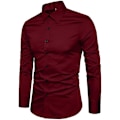 Pikkukuva 3 / 5: Miesten Slim Cotton Pitkähihainen Napit-Paita Red M
