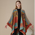 Miniatyrbild 2 av 3: Retro Tofs Poncho Sjal Cape Wraps för kvinnor red