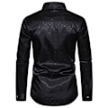 Miniatyrbillede 3 af 4: Mænds Casual Langærmet Lapel Trykt Knapløs Skjorte Black XL