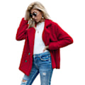 Miniatyrbillede 1 af 5: Dame Faux Shearling Shaggy Oversized Shacket Jakke Red M