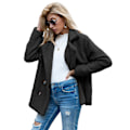 Miniatyrbillede 2 af 5: Dame Faux Shearling Shaggy Oversized Shacket Jakke Black M