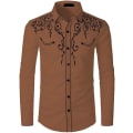 Miniatyrbild 1 av 5: Herrar Western Cowboy Skjorta Mode Slank Passform Design Coffee2 XL