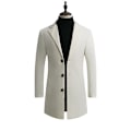 Miniatyrbillede 1 af 9: Mænds Trenchcoat i Uldblænding, Slank Pasform, Overfrakke White M