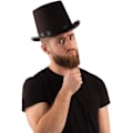 Pikkukuva 1 / 7: Musta Korkeaksi Hattu - Viktorian Aikakauden Hattu Miehille - Felt Tuxedo Asun Hattu Black