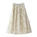 Pikkukuva 1 / 6: Naisten 3D-Mesh-kukkakirjailtu Tulle-midihame Beige