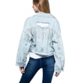Miniatyrbilde 1 av 7: Damelanget Denimjakke med Frynser og Strass Light Blue L