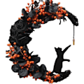 Miniatyrbillede 1 af 7: Halloween Halvmånekrans med Lys, Sort Måneblomst og Kattekrans Style 1