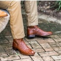 Miniatyrbild 2 av 8: Alamosa Ostrich Square Toe Casual Boots Mid Calf för män Brown 41
