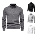 Miniatyrbilde 4 av 9: Hettegenser med knapper for menn, løs strikk Dark Gray S