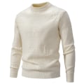 Miniatyrbilde 2 av 8: Hettegenser for menn, strikket, tynn passform, lett, avslappet, vridd mønster, kabelstrikket, pullover Beige 3XL
