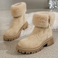 Pikkukuva 6 / 7: Talvisten liukkautta estävät paksuhkot ja pehmeät naisten lumisaappaat Beige 41
