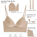 Miniatyrbild 3 av 8: Låg rygg BH för kvinnor Push Up Deep V Neck Rygglös BH Skin L