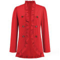 Miniatyrbilde 1 av 8: Kvinners Ruffled Lapel Knappelukking Jakke Red S