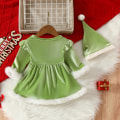 Miniatyrbillede 2 af 6: Baby Pige Ruffle Langærmet Monogrammet Poncho Kjole Green 12-18M