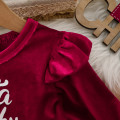 Miniatyrbillede 4 af 7: Baby Pige Ruffle Langærmet Monogrammet Poncho Kjole Red 6-12M