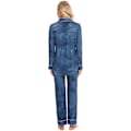 Miniatyrbild 4 av 6: Pyjamas Set för Kvinnor, Långärmad, Knappar, Nattkläder, Bomull, Pj-Set Blue M