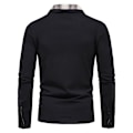 Miniatyrbillede 3 af 10: Mænds Langærmet Plaid Patchwork Lapel Casual Skjorte Black M