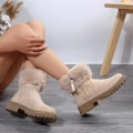 Miniatyrbillede 2 af 7: Vinter Non Slip Tykke Plys Damestøvler Beige 41