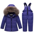 Miniatyrbild 1 av 3: Unga flickor pojkar Puffer skidjacka och snödräkt set purple 90cm