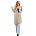 Miniatyrbillede 1 af 5: Dame Lang Uldbluser Cardigan Let Casual Frakke Beige M