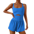 Miniatyrbilde 1 av 5: Treningsromper for kvinner - Løpeshorts, Atletisk Endelt Jumpsuit blue M