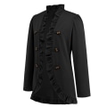 Miniatyrbilde 7 av 8: Kvinners Ruffled Lapel Knappelukking Jakke Black XL