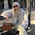 Pikkukuva 4 / 10: Naisten Talvi Ulkovaatteet Tekoturkis Pitkähihainen Crop-Takki Apricot XL