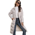 Miniatyrbillede 1 af 6: Varm Tyk Parka Jakke til Kvinder - Vinterdunjakke med Hue Khaki XL