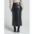 Miniatyrbild 5 av 8: Kvinnors Högmidjade Split Thigh Lång Pu Läder Bodycon Kjol Brown L