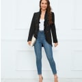 Miniatyrbilde 2 av 8: Kvinners Ruffled Lapel Knappelukking Jakke Black 2XL