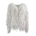 Miniatyrbillede 4 af 8: Plys Fringe Frakke Overfrakker til Kvinder Efterår Og Vinter White XL