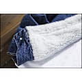 Miniatyrbillede 9 af 10: Mænds Lapel Sherpa Fleeceforet Tyk Denim Jean Trucker Jakke Frakker Dark Blue M