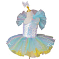 Miniatyrbillede 1 af 6: Børne Ballroom Klæder Sequined Tutu Kjoler Blue 140