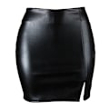 Miniatyrbild 2 av 10: Basic, hög midja, konstläder Bodycon Mini Pencil Kjol för kvinnor black L