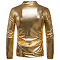 Miniatyrbillede 3 af 9: Mænds Stående Krage Zip Langærmet Sequin Jakke Golden M