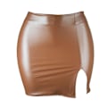 Miniatyrbild 1 av 8: Basic, hög midja, konstläder Bodycon Mini Pencil Kjol för kvinnor brown M