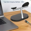 Miniatyrbild 5 av 7: Magnetisk Trådlös Laddningsstation 3-i-1 Snabbladdningsställ för iPhone 15 14 13 12 Pro Max white