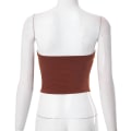 Miniatyrbillede 4 af 7: Kvinders Mesh Bustier Stropøs Åben Ryg Crop Top Brown S