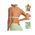 Miniatyrbilde 2 av 6: Trenings-BH for kvinner, ryggløs halter-BH Green S
