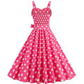 Pikkukuva 3 / 9: Vaaleanpunainen pilkullinen ruudullinen halterneck-mekko Rose Bow XL