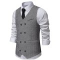 Miniatyrbillede 2 af 7: Mænds Slim Fit Dobbeltbrystet Suit Vest Light Gray L