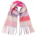 Miniatyrbillede 4 af 5: Stor Chunky Plaid Sjal Blød Tyk Varmt Tassel Sjal Pink
