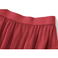 Miniatyrbilde 5 av 5: Kvinners Søt Elastisk Midje Tyll Lagdelt Ruffles Mesh Lang Lagdelt Skjørt Red