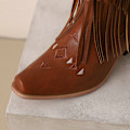 Miniatyrbild 4 av 5: Damskor Cowgirl Boots Knähöga Fransboots Tassel Western Boots Black 38